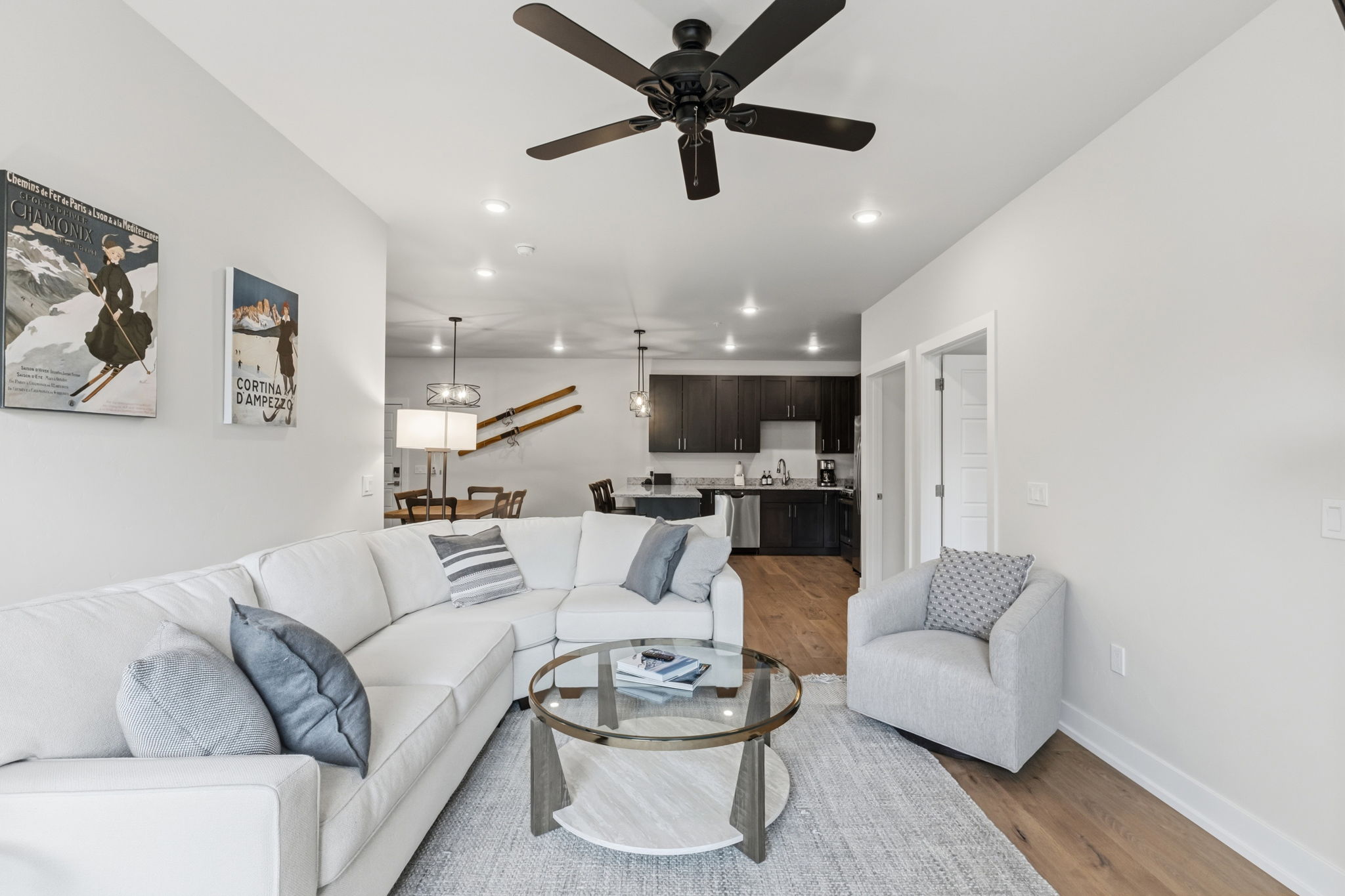 Open living room and kitchen